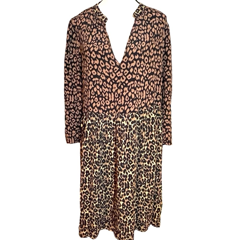 Maeve Leopard Print Dress - Black and Tan